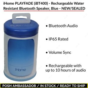 iHome PLAYFADE (iBT400) - Rechargeable Water-resistant Bluetooth Speaker, NEW